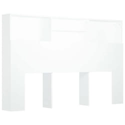 Tête de lit - MDF - 160x19x1035 cm - Blanc - Rangement intégré - Style contemporain