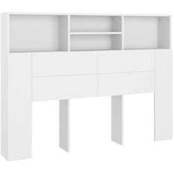 Tête de lit avec rangement accessoire de lit table de chevet étagère 140 x 19 x 103,5 cm mdf blanc TDL0200107