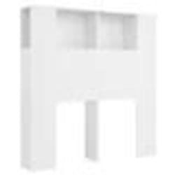 Tête de lit avec rangement - Accessoire de lit - Table de chevet - Etagère - MDF blanc