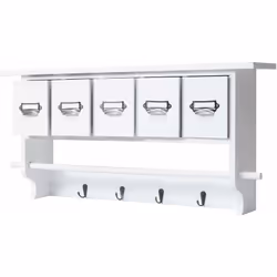 Porte manteau mural étagère de rangement vintage avec 5 tiroirs 32x65x13cm blanc Les produits de cette série sont de haute qu ...