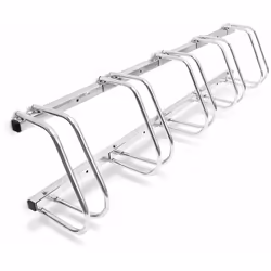 Râtelier pour 5 vélos Compatible pour tous vélos avec un pneu jusqu'à 5 cm de large Pour fixation au sol et au mur Matériau : ...
