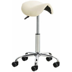Tabouret de travail avec roulette en synthétique crème TABO10011