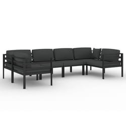 Salon de jardin meuble d exterieur ensemble de mobilier 6 pieces avec coussins aluminium anthracite