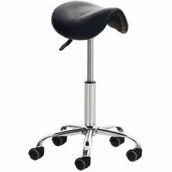 Tabouret de travail pivotant en synthétique noir Assise réglable Châssis en métal chromé Le siège peut être tourné à 360 ° Di ...