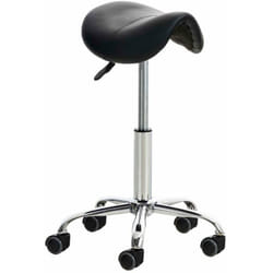 Tabouret de travail avec roulette en synthétique noir TABO10014