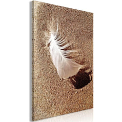 Décoshop26 - Tableau toile de décoration murale impression premium en 1 partie sur châssis en bois motif Plume sur le sable 20x30cm 110017645