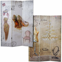 Décoshop26 - Paravent 3 panneaux vintage style retro 180x120cm PAR04043