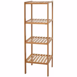 Etagère en bois pour salle de bains 4 niveaux en bambou Base stable construction simple Dimensions (environ): Hauteur: 110 cm ...