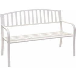 Décoshop26 - Banc de jardin 2 places en acier enduit de poudre blanc 040001114