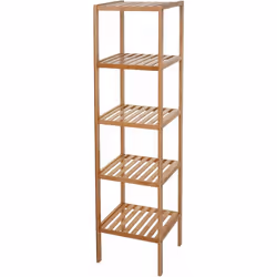 Etagère en bois pour salle de bains 5 niveaux en bambou Base stable construction simple Dimensions (environ): Hauteur: 140 cm ...