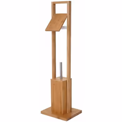 Support de papier toilette avec brosse WC inclus Matériel: bambou Tête de la brosse en acier inoxydable dévissable Dimensions ...