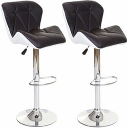 Lot de 2 tabourets de bar avec repose-pieds synthétique marron et blanc TAB04021
