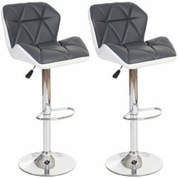 Lot de 2 tabourets de bar avec repose-pieds synthétique gris et blanc TAB04022