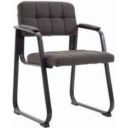 Chaise visiteur fauteuil de bureau sans roulette coutures décoratives en tissu gris foncé support en métal noir BUR10216