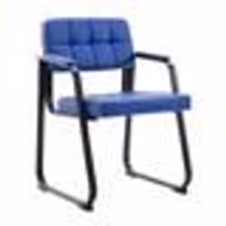 Chaise visiteur fauteuil de bureau sans roulette synthetique bleu