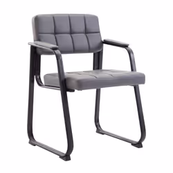 Chaise visiteur fauteuil de bureau sans roulette synthetique gris