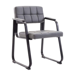 Chaise visiteur fauteuil de bureau sans roulette synthetique gris