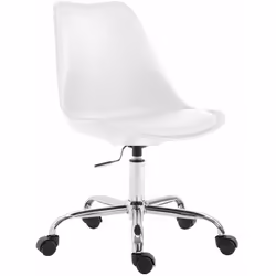 Chaise de bureau / Tabouret à roulettes blanc Matière: dossier en plastique, siège en synthétique rembourré (100% polyuréthan ...