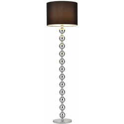 Helloshop26 - Lampadaire lampe sur pied métal tissu noir chrome hauteur 155 cm diamètre de l'abat jour 48 cm douille 1 x E27