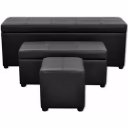 Ce set de banc de rangement en cuir artificiel, compris 2 bancs de rangement et 1 repose-pieds, sera sûrement un point de con ...