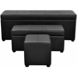 Helloshop26 - Lot de 3 banquettes gigogne banc coffre de rangement noir 115 cm