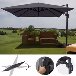 Décoshop26 04_0003444 parasol de terrasse Parasol d'aire de jeux commerciale Rectangle Noir