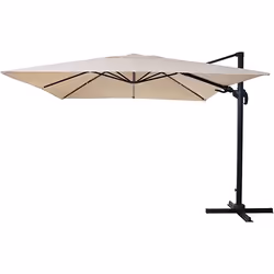 Décoshop26 04_0003290, Parasol d'aire de jeux cantilever, Rond, Noir, Crème, Polyester, Aluminium, Aluminium