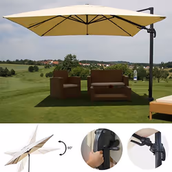 Décoshop26 04_0003290 parasol de terrasse Parasol d'aire de jeux cantilever Rond Noir, Crème
