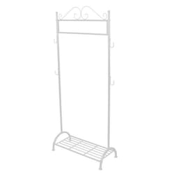 Portant / porte manteau en fer blanc avec support chaussure et 4 patères MED05031