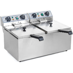 Friteuse acier inox 2 bacs 13 litres cuve amovible avec minuterie professionnelle