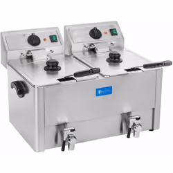 La double friteuse 2x13 litres a été concue pour une utilisation professionnelle. Elle est faite d'acier inox d'excellente qu ...