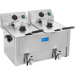 Friteuse acier inox 2 bacs 13 litres cuve amovible avec minuterie thermostat ego professionnelle