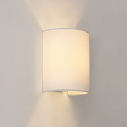 Helloshop26 - Lampe murale demi-cercle applique intérieure e27 abat-jour en linge 20 cm blanc