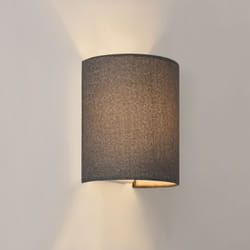 Lampe murale demi-cercle applique intérieure e27 abat jour en linge 20 cm gris