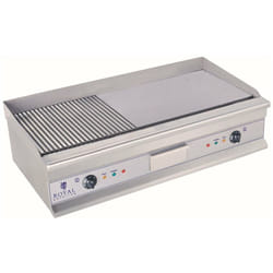 Plancha électrique nervurée - 100cm - 2 x 3.2kW acier inox professionnel