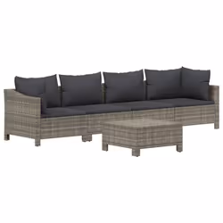 Salon de jardin meuble d exterieur ensemble de mobilier 5 pieces avec coussins gris resine tressee