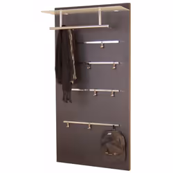 Porte-manteau / panneau mural en MDF Avec étagère en verre dépoli Support chromé pour cintres 4 bandes métalliques attachées ...