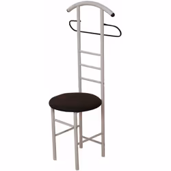 Chaise de chambre / valet de nuit En acier tubulaire, revêtement de poudre couleur blanc et assise ronde en MDF couleur noir. ...