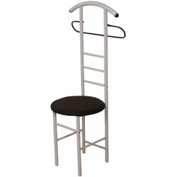 Décoshop26 - Chaise de chambre / valet de nuit portant en acier blanc et synthétique noir MED05104