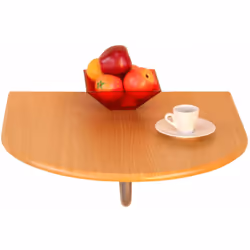 Table pliante murale demi-ronde en MDF Idéal pour les espaces étroits Bord arrondi Couleur: Hêtre Livré démonté Dimensions (e ...