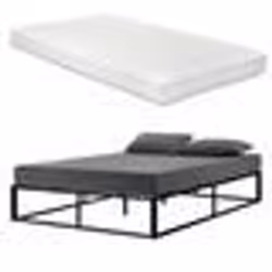 Lit double en métal - Marque - Modèle - Matelas mousse froid - Couleur noir