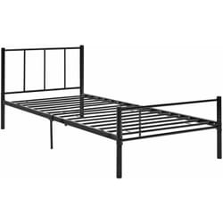 Lit simple en métal avec sommier lattes métallique en acier noir 90 x 200 cm 030002694