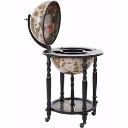 Globe bar porte-bouteilles de bar maison minibar sur roues bois d'eucalyptus Ø 42cm certifié FSC Ce bar globe extravagant est ...