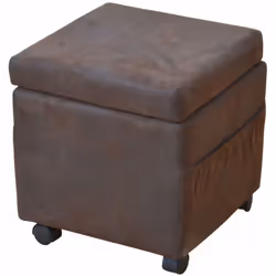 Siège / tabouret sur roulettes Couvercle amovible Grand espace de rangement 2 poches latérales Cadre en MDF recouvert d'une h ...