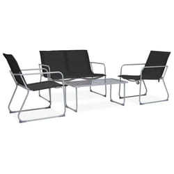 Ensemble de jardin - Non spécifié - 4 pièces - Tissu textilène - Acier noir - Design contemporain