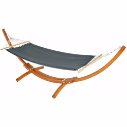 Hamac avec cadre balançoire suspendue jusqu'à 200 kg cadre en bois certifié FSC 320 cm marron et gris Ce hamac chic est un vé ...