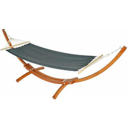Hamac avec cadre balançoire suspendue jusqu'à 200 kg cadre en bois certifié fsc 320 cm marron mat gris 040003387