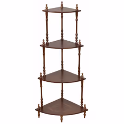 Étagère d'angle avec 4 niveaux En bois et MDF couleur noix Livré démonté avec notice de montage Dimensions: Largeur: 34 cm Pr ...