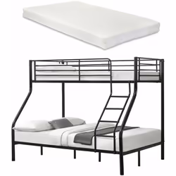 Lit superposé en métal avec 2 matelas Notre cadre de lit superposé garantit le confort pour 3 personnes - 2 personnes peut co ...