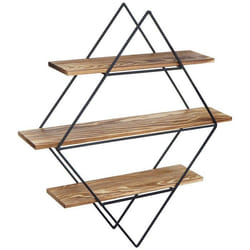 Étagère murale design industriel en bois - Décoshop26 - ETA04047 - 3 niveaux de rangement - Violet